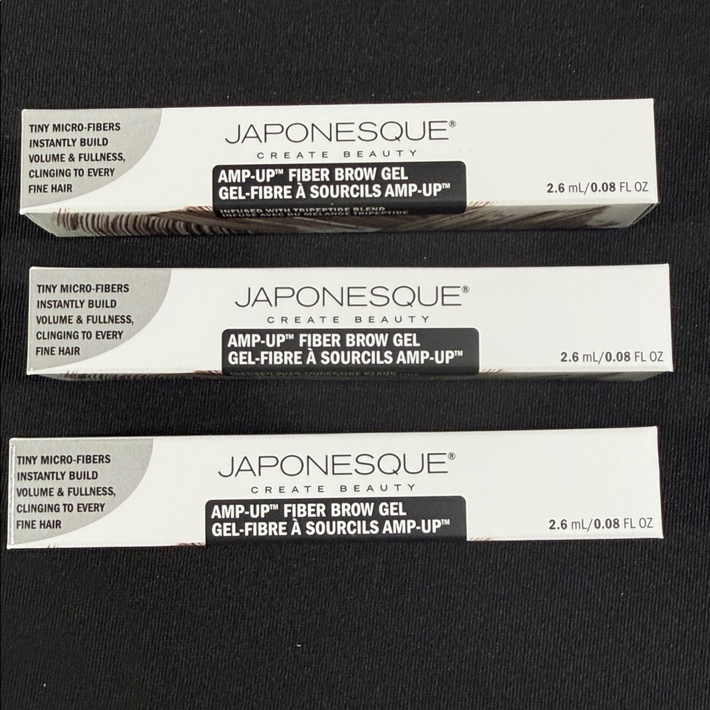 3 Japonesque Amp-Up Fiber Brow Gels in Dark Fonce shade Retails $12+ EACH!
